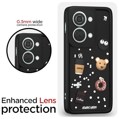Image of Outlouders Back Cover for OnePlus Nord 3 5G | 3D Cartoon Bear Cute Fun Silicone Full Body Protection Bumper Case (Black)