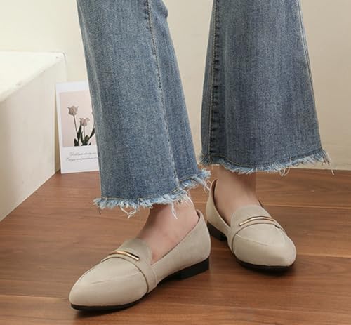 Niction Women’s Flat Shoes Comfortable Faux Suede Pointed Toe Slip On Casual Ballet Flats Daily Dress Work Loafers Mary Jane Flats for Women 6