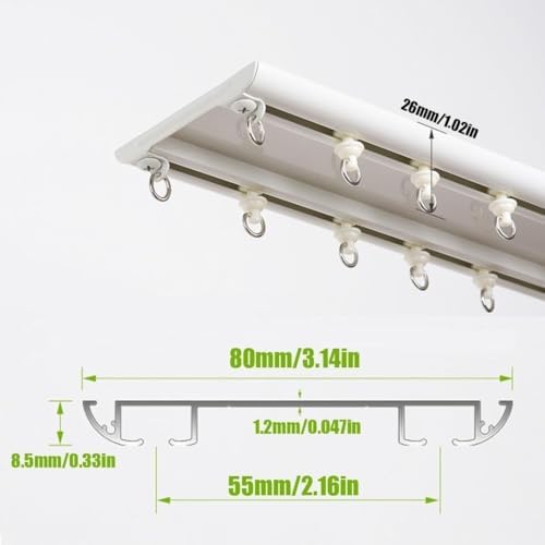 Adjustable Ultra Thin Double Track Curtain Rod Set 19.6ft - White Bay Window Design Perfect for Home & Office Décor, Stylish & Functional Window Treatment Solution