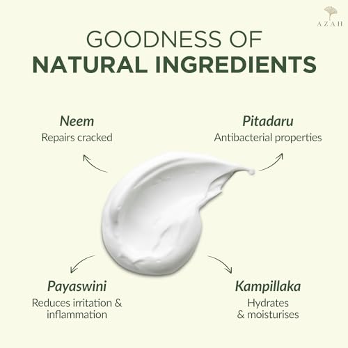 Image of AZAH Foot Massage Cream for Cracked, Rough & Dry Feet | Foot Massage Cream With Benefits of Neem, Aloe Vera & Haldi | FOR HEEL REPAIR | Relieves from Swollen Ankles & Heel | Moisturizes Feet | 50gm