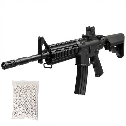 Fucile a molla M4 softair, POTENZA 0,9 JOULE, caricatore 300 colpi, calcio estensibile 4 posizioni, RIS 4 slitte 20mm, maniglione trasporto, 760x300x55mm 720g