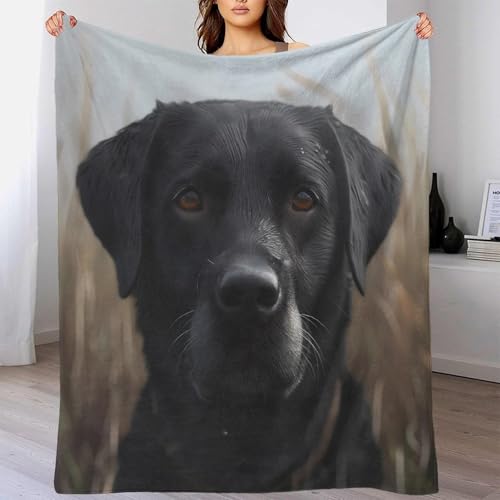 Couverture polaire chien noir 150x200 cm microfibre lit - 4