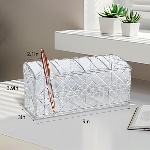 Image of Makeup Brush Holder Makeup Brush Organizer Acrylic -Makeup Brush Holder Clear Cosmetic- Makeup Brush Organizer - Storage Box Large Capacity 4 Slots Container for Brushes (Clear)