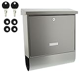 BURG-WÄCHTER Briefkasten mit Zeitungsbox und Namensschild, A4 Einwurf-Format, EU Norm EN 13724, Inkl. 2 Schlüssel, Rostfreier Edelstahl, Seculine 2500 Ni - 6
