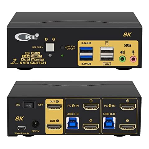 CKL 8K HDMI 2.1 KVM Switch (2 Computers 2 Monitors) Cover