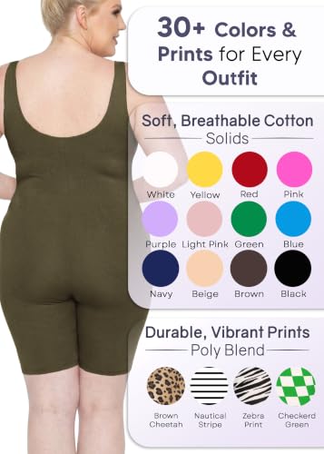 Image of STRETCH IS COMFORT Womens Plus Size Tank Unitard Athletic Rompers For Women
