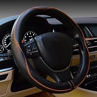 Xibao Auto Zubehör,Lenkradbezug,Lenkrad Bezug,Lenkradhüllen,Auto Lenkrad,Geeignet für die Meisten Autos,Fahrzeuge und LKWs mit Einem Außendurchmesser des Lenkrads von 37–39 cm (Schwarz&Orange)