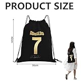 Football Legend Number 7 Drawstring Bag, Ronaldo Kit, Football Bags For Boys, Midium Size Black Backpack Ronaldo Gifts For Boys Mens, Multi-Use: Sports Kits, Pe Kits, Gym, Lunch, Holiday, Beach - Image 2