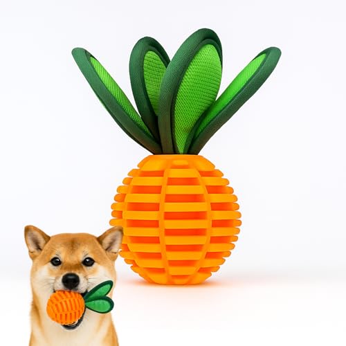 Lunarcat 犬 おもちゃ 噛むおもちゃ 頑丈 知育玩具 音の出る ボール おやつ 子犬 ノーズワーク ストレス解消/嗅覚訓練 耐久性 天然ゴム 歯磨き 小型犬 中型犬 ペット 餌入れ 引っ張り 壊れにくい オレンジ 人参