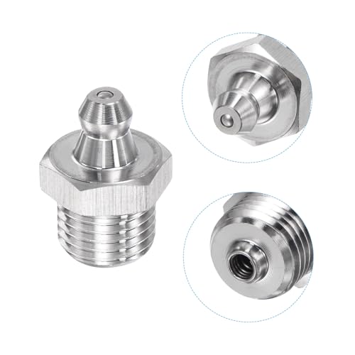 Image of uxcell 6Pcs Metric Stainless Steel Straight Grease Fitting M12 x 1.25mm Thread Hydraulic Grease Fitting Accessories