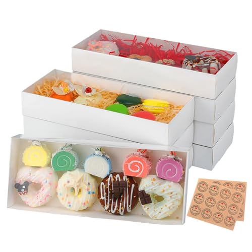 KGVZPT 20Pack 12x4.8x2 Inches Clear Chocolate Covered Strawberries Boxes Cookie Boxes with Window White Macaron Boxes for 12 Cookies Truffle Donuts for Wedding Father's Day Gift,Slide out