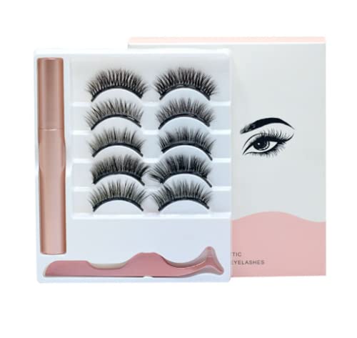 KALAHA Eyelashes And False Lashes with Tweezers,5 Pairs false lashes natural look,Best False Eyelashes with Waterproof texture,Easy to Wear All Day strong and Reusable