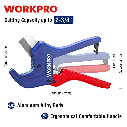 WORKPRO Ratchet PVC Pipe Cutter Tool, Up to 2-1/2", Pex Cutting Tool for Cutting PEX, PVC, PPR, and Plastic Hoses with Sharp 5Cr15MoV Stainless Steel Blades, Suitable for Home Repairs and Plumbers - Image 4