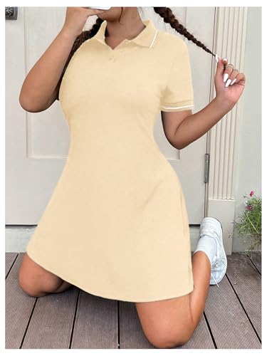 Image of RoseSeek Women's Plus Size Football Jersey Dress Collared Golf Tennis Dress Button Front A Line Streetwear Dresses