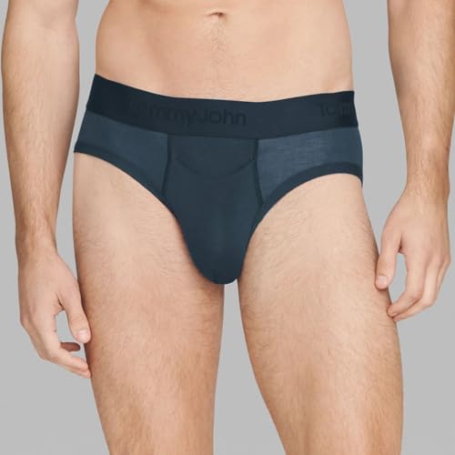 Tommy John Men's Second Skin Briefs, Lightweight No Ride-Up Comfortable Breathable Mens Underwear, Soft Moisture Wicking Tagless, Stretch Low Rise Men's Boxer Briefs, Dress Blues - 3 Pack, Small2