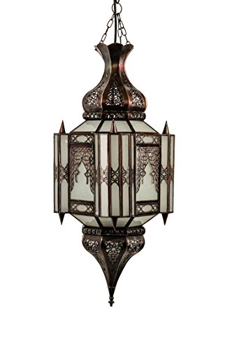 Orientalische Lampe Pendelleuchte Weiß Aariz 60cm E27 Lampenfassung | Marokkanische Design Hängeleuchte Leuchte aus… – Bild 7
