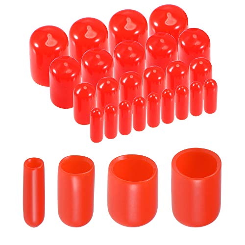 Image of uxcell 40pcs Round Rubber End Caps 1 /8 inch 1 /4 inch 3 /8 inch 1 /2 inch Red Vinyl Cover Screw Thread Protectors Assortment Kit
