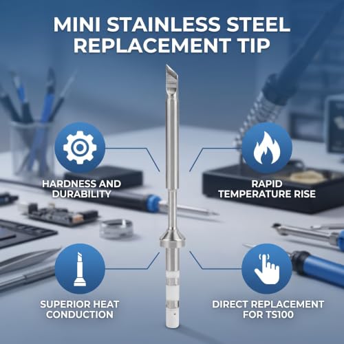 Image of Stainless Steel Replacement Soldering Iron Tips for TS100 Mini Solder Tips for Soldering Stations