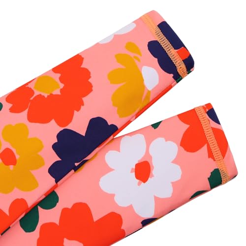 Image of Girls Two Piece Swimsuit Long Sleeve Floral Bathing Suit UPF 50+ Summer Beach Swimwear