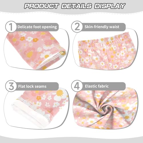 KLL A Pattern of Flowers in Pink Girls Athletic Leggings Stretch High Waisted Leg Yoga Pants Gym3