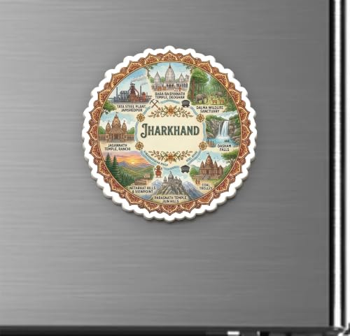 Image of Jharkhand Textured Finish Acrylic Fridge Magnet - UV Texture Printed, Stylish Multicolor Magnet for Fridge, Wardrobe & Metal Surfaces, Pack of 1 (Jharkhand)