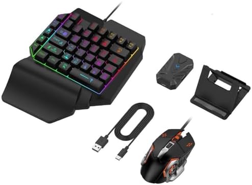 Half Hand Gaming Keyboard and Mouse Combo, 4 in 1 Mobile Game Combo ...