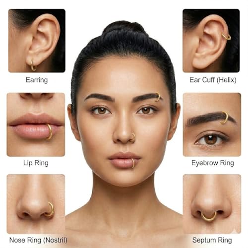 Image of Via Mazzini 316L Stainless Steel No-Tarnish No-Rusting 13mm Stylish Clip On Non Pierced Nose Ring For Women And Girls (2 PCS) (NR0126)