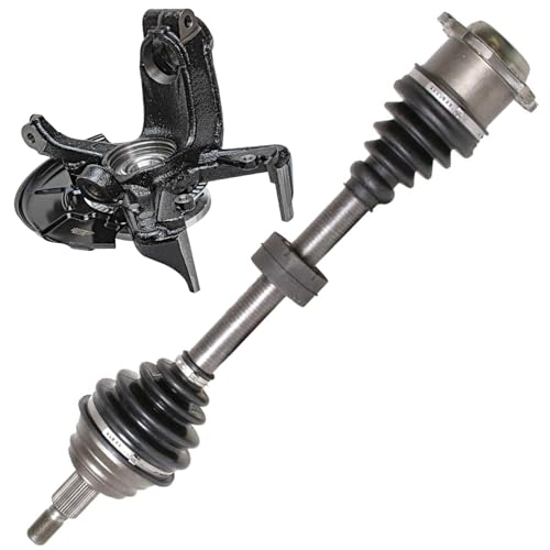 Image of Detroit Axle - Front Left Steering Knuckle Kit for 99-05 Volkswagen Jetta Beetle, 99-04 Golf, Driver Side Steering Knuckle & Wheel Bearing Hub CV Axle 2000 2001 2002 2003 Replacement