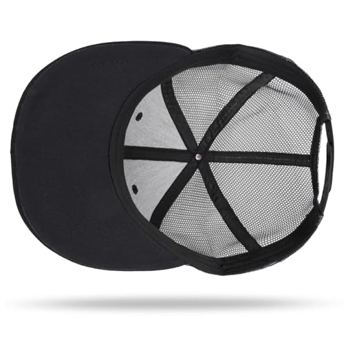 American Flag Snapback Hats - Flat Bill Brim Hat for Men Women - Breathable & Adjustable Fit for Casual Wear-Black Mesh - Image 7