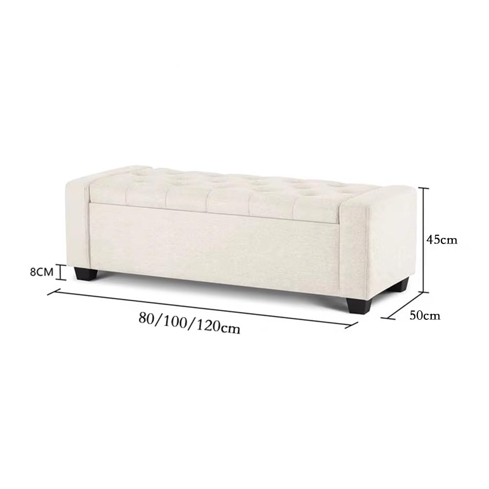 LUUYYI Lujoso banco de cama ligero y otomano de almacenamiento para zapatos, sala de estar, dormitorio, entrada, color beige, blanco, tamaño mediano, muebles elegantes para el hogar (gris