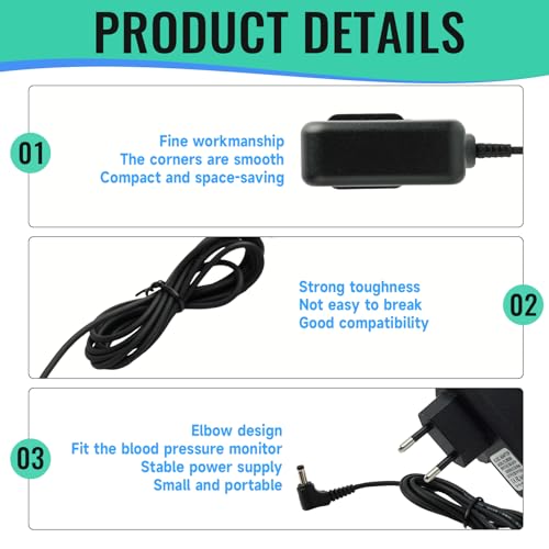 Netzteil 6 V Ladegerät Blutdruckmessgerät Kompatibel mit Omron, X2/X2 Basic X3/6 Comfort, X4/7 Smart, M2 Basic, M3/M3 Comfort, M4, Intelli IT, M7 Intelli IT, hhp-cm01, M400/500/700, Netzadapter