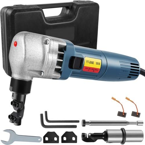 Sheet Metal Nibbler 380W, Electric Metal Nibbler 1800RPM High Speed Rotor 0.07in/1.8mm, Metal Nibbler Cutter w Replaced Blades Storage Case for Cutting Stainless Steel, Aluminium, Plastic