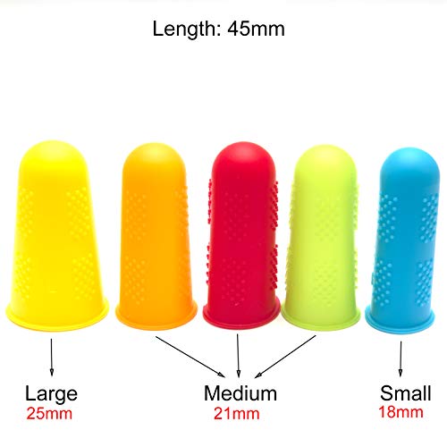 10STÜCKE(5Farben,3Größen) Silikon-Fingerhülsen, rutschfeste Verbrühungs-Fingerkappe,Heißklebepistolen-Fingerschutz zum Nähen,Wachsen,Gärtnern,Kleben