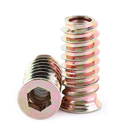 Paquete de 20 Casquillos Roscados, Tuerca de Accionamiento, Insertos para Tornillos con Hexágono Interior, Inserto Roscado, Tuerca de Accionamiento de Acero Al Carbono Galvanizado, Inserto(M6*25mm)