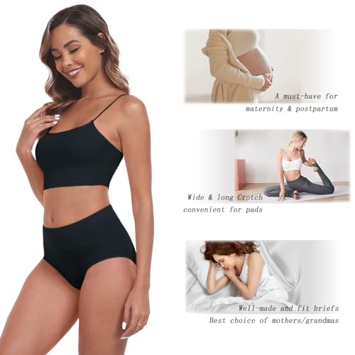 IWOLLENCE Womens Cotton Postpartum Underwear High Waisted Full Coverage Panties Plus Size & Regular4