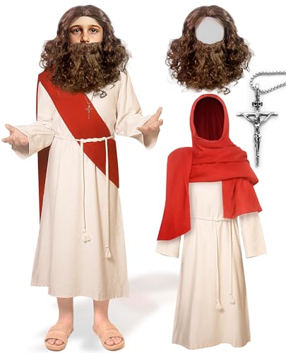 Disfraz niño Jesús con túnica beige 6 piezas 4-12 años miniatura 1