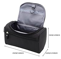 ONEGenug Kulturbeutel Reise Kulturtasche Herren & Damen Kosmetiktasche Zum Aufhängen Waschtasche für Jungen & Mädchen Schwarz – Ansicht 4