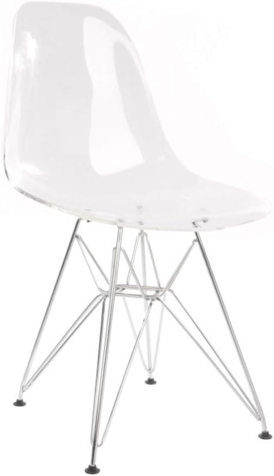 DSW Molded Clear Plastic Dining Shell Chair with Steel Legs