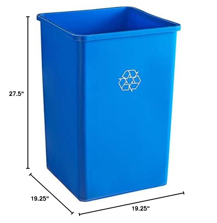 PRO&Family 140 Qt. / 35 Gallon / 132 Liters Blue Square Recycle Bin. Trash Bin Kitchen Garbage Can Waste Basket Recycle Bin