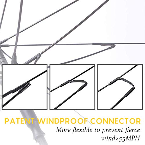 Rumbrella Black Hook Handle Umbrella Windproof Upf 50+, J Stick Uv Umbrellas Auto Open 54In #TOP2