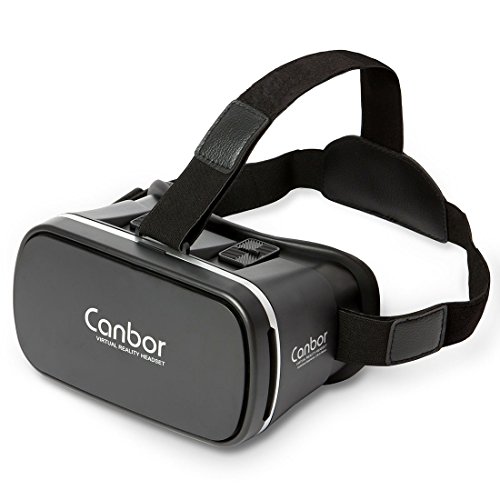 VR Headset, 3D VR Glasses Virtual Reality Headset Goggles Canbor VR Box for 3D Video Movies Games for Apple iPhone 6 6S Plus 5S SE 5, Samsung Galaxy S7 S6 Edge S5 Note 5 4, More Smartphones - Black