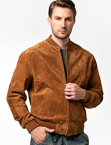 FLAVOR Men's Leather Baseball Jacket Vintage Suede Pigskin3