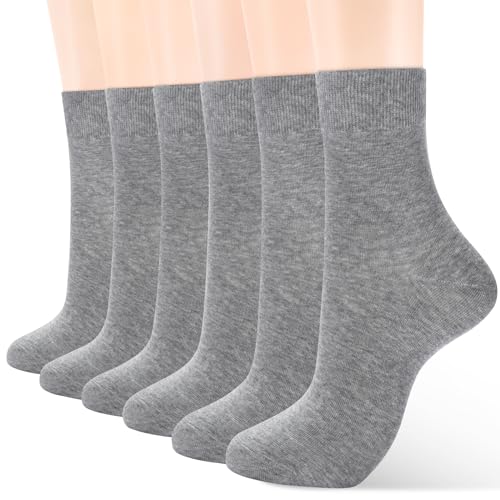 Image of ATBITER Women's Thin Cotton Crew Socks - Soft Above Ankle Bootie Casual Dress Socks 6-Pairs
