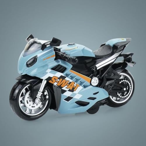 Image of FEXXA Police Motorcycle Toy - Pull Back Motorcycle Toys, Tiny Gift with Music Lighting, Latte Motorcycles Toy for Kids Boys Age 3-8 Year Old [Multicolor] (Sport Bike-Green)