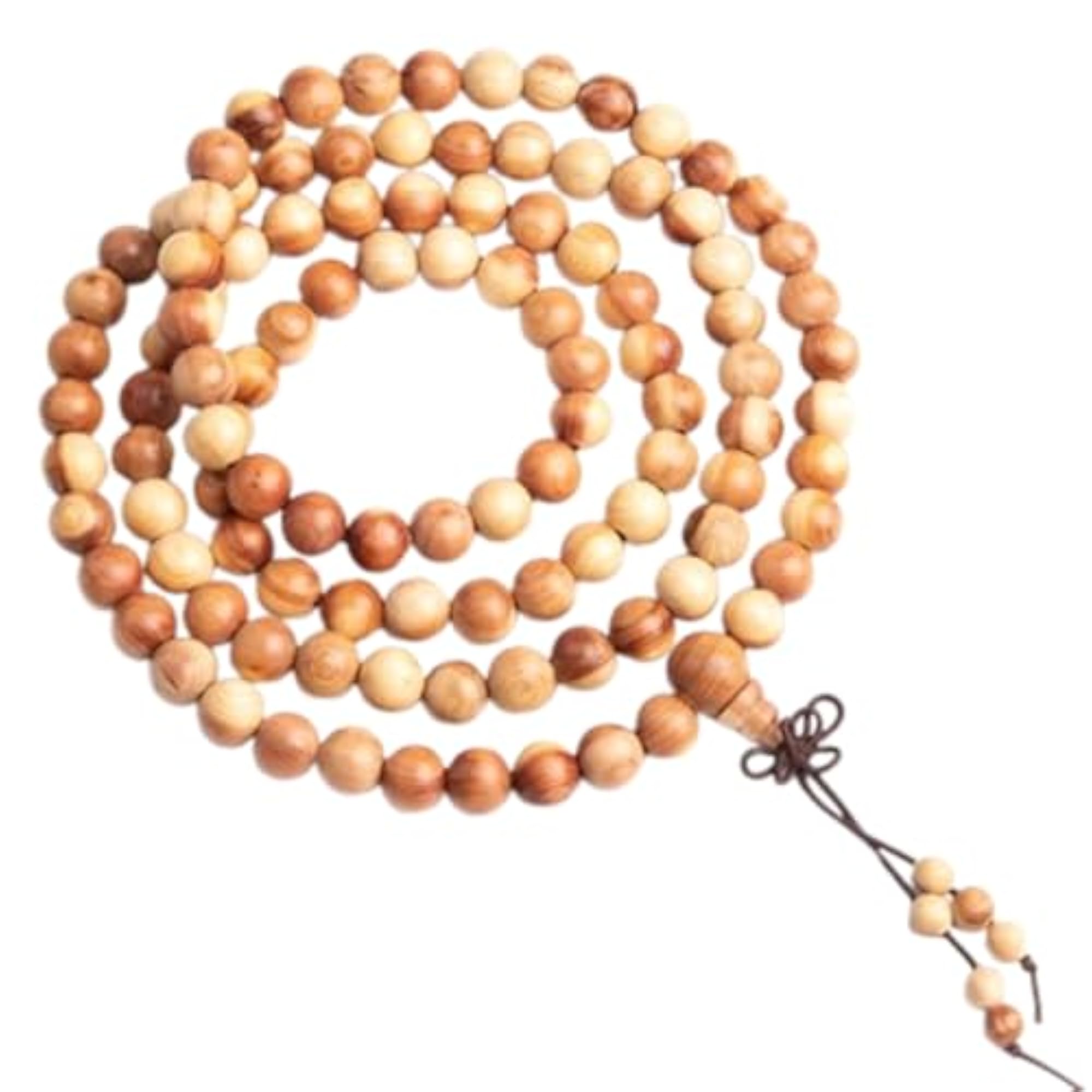 Natural Cedar Wood Beaded Prayer Mala Necklace