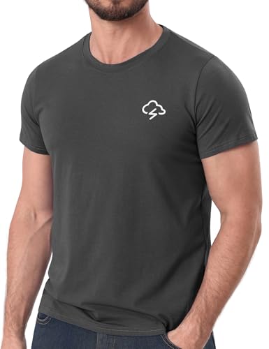 iClosam Camiseta con Corte 3D para Hombre, de algodón Suave de Manga Corta para el Fin de Semana, Gris