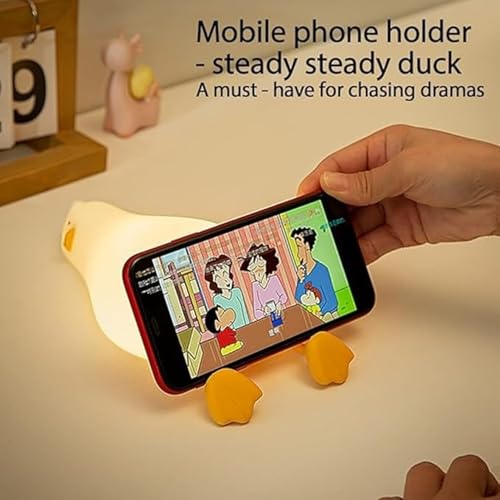 Image of JB'S LAND Cute Silicone Lamp For Kids Room Decor, Dimmable Nursery Pear Lamps, Kawaii Room Decor Fruit Night Light Bedside Lamp For Baby And Toddler (Lying Duck, Led)