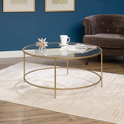 Sauder 417830 Int Lux Coffee Table Round, Glass / Gold Finish #TOP3