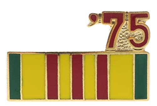 Sujak Military Items Vietnam Service Ribbon 1975 Hat or Lapel Pin HON14803, Yellow Red Green Gold, Small