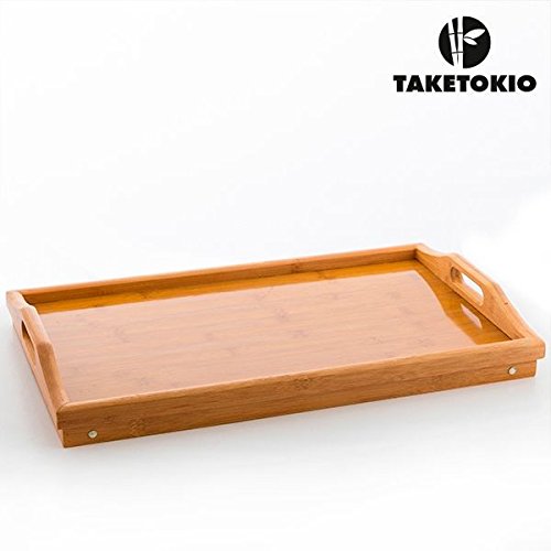 Lot DE 2 - Plateau sur Pied Petit Déjeuner au Lit Bambou